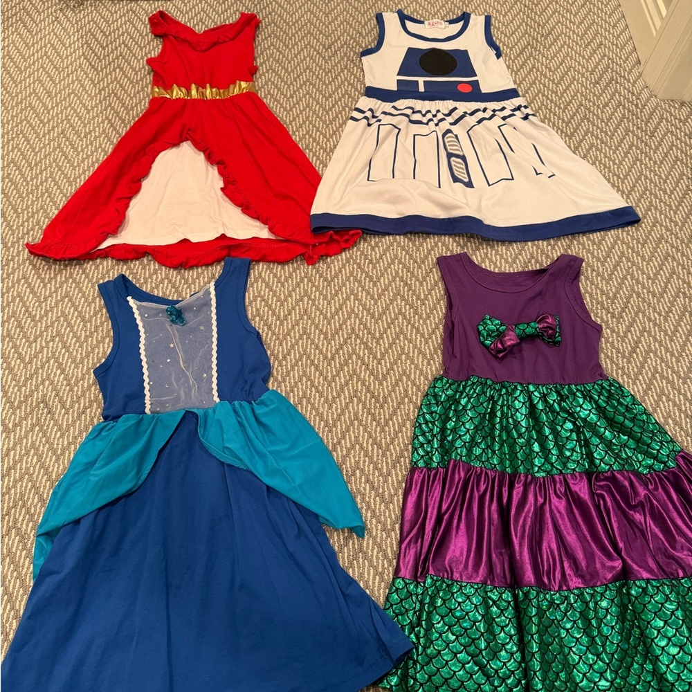 Set of 4 Disney themed cotton dresses